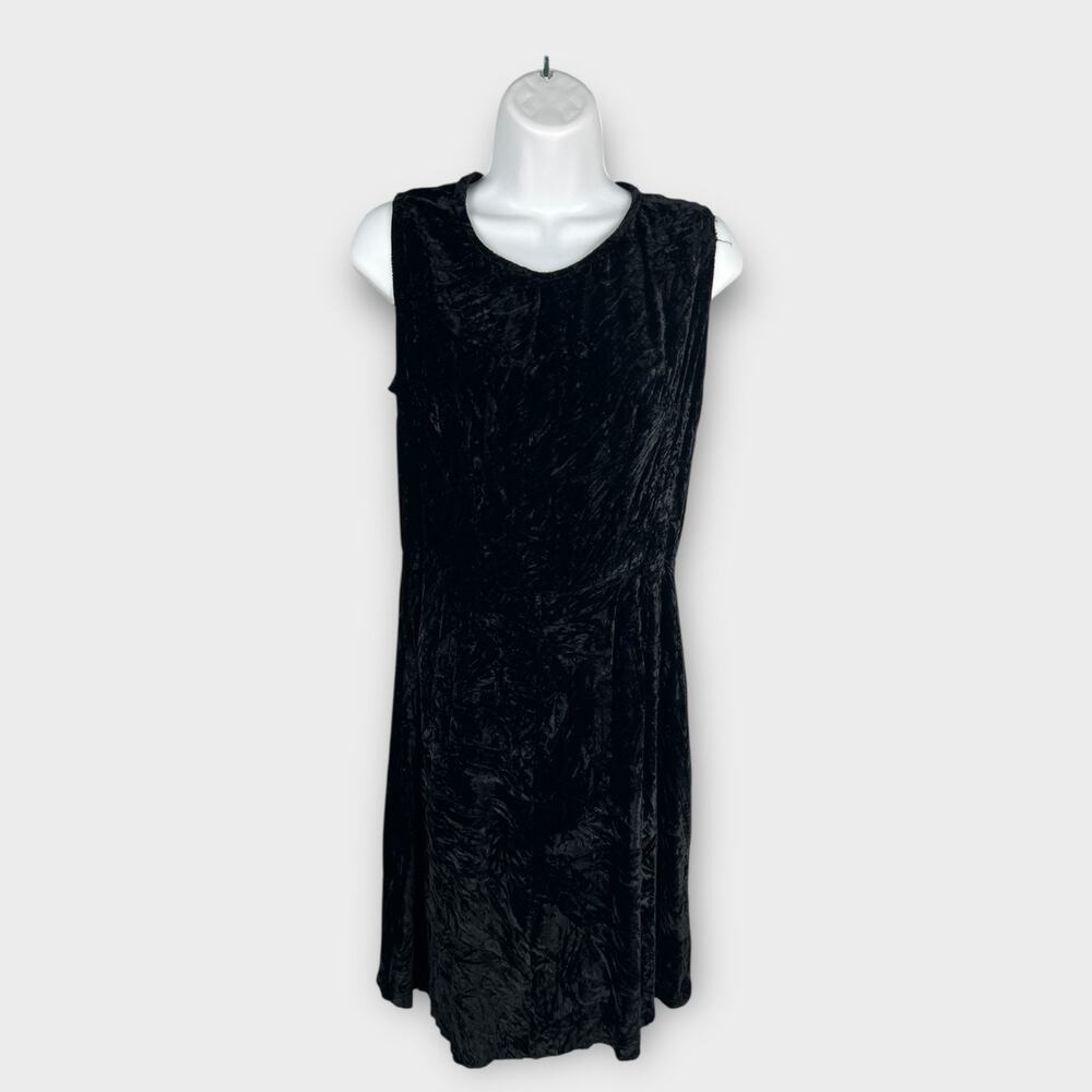 Vintage handmade black velvet knee length sheath sleeveless dress size 4 XS/S‎